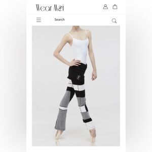 Wear Moi SOFT ballet dance yoga leg-warmer bootcut pants L Black patchwork